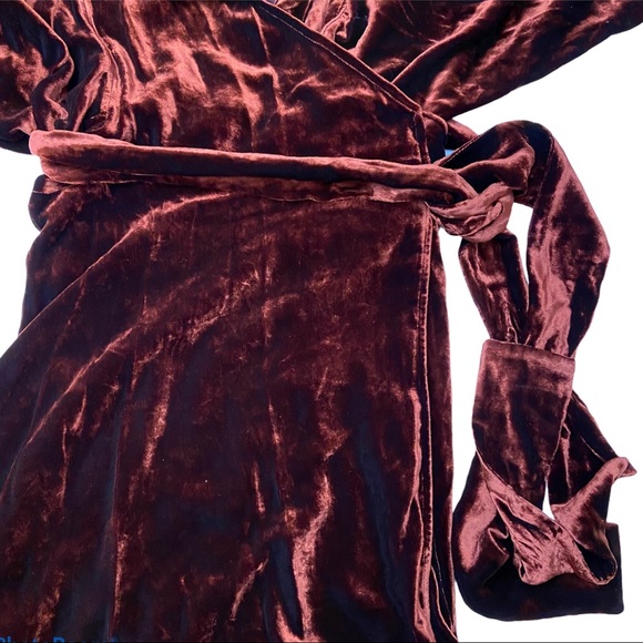 A.L.C. Carlo Cognac Rust Velvet Wrap Mini Dress - Picture 5 of 7